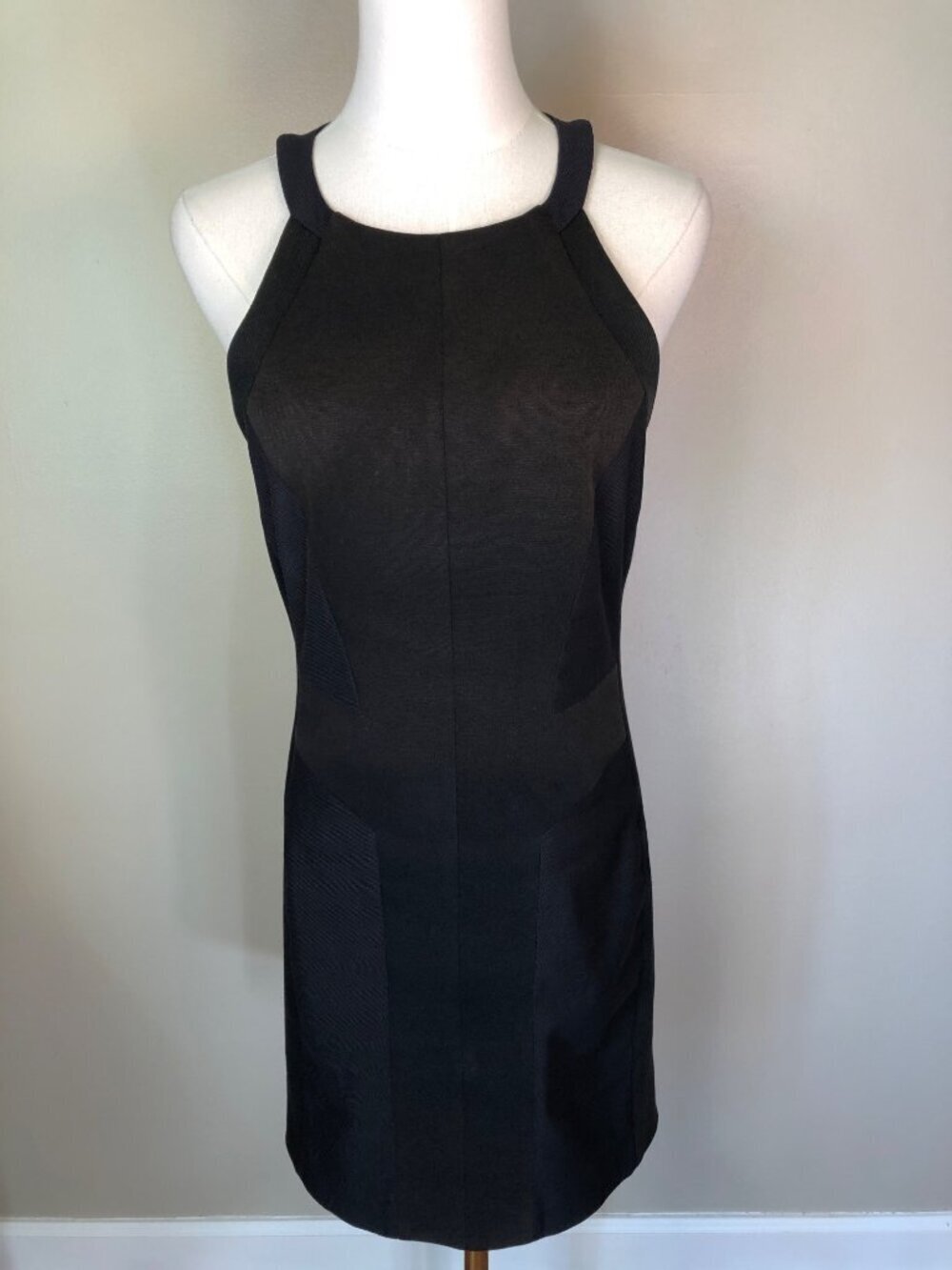 Rag & Bone Black Sheath Halter Dress with Ribbed Knit Side Panels Size 8